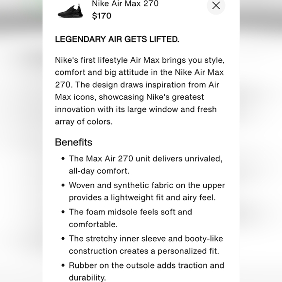 Nike Air Max 270 Black Sneakers - Picture 8 of 11